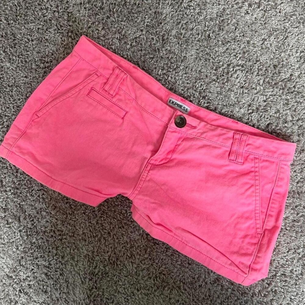 Express pink low rise shorty shorts
